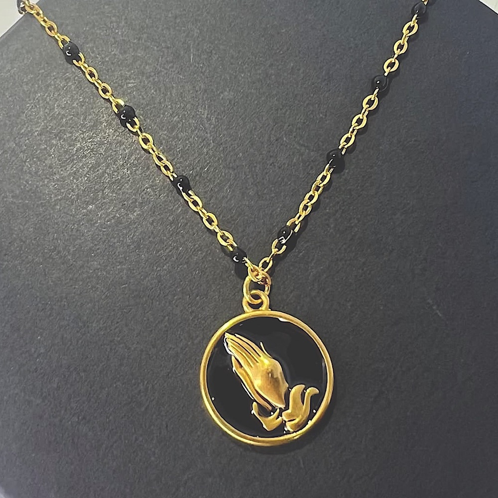 Prayer and Supplications Black Enamel Pendant and Necklace 🙏🏽